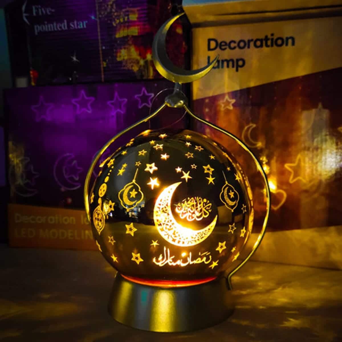 اباجورة رمضان مضيئة على شكل كاسة