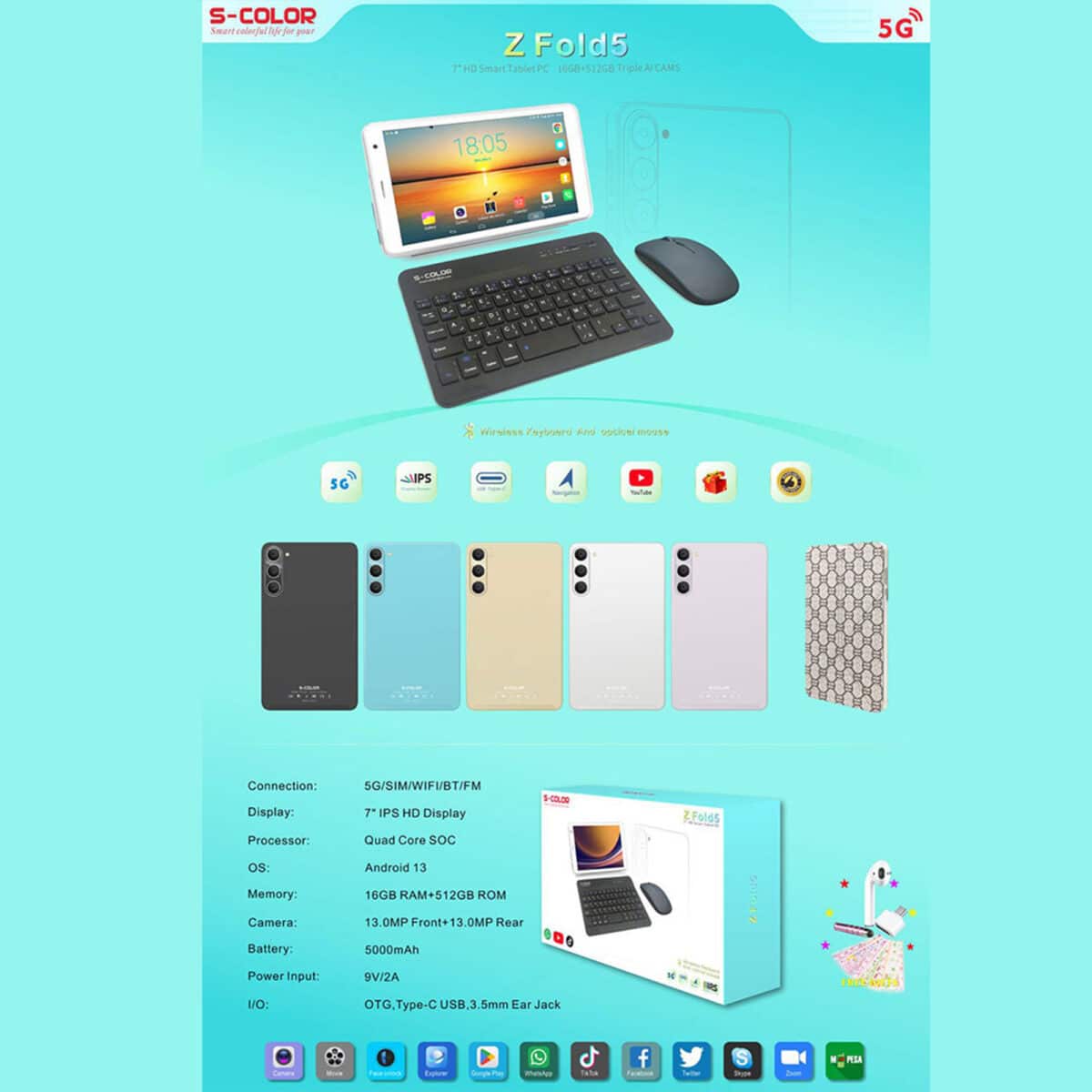 ⁦تابلت بكيبورد و ماوس بلوتوث ( ضمان 6 اشهر ) + طاولة لابتوب قابلة للطي + مجموعة هدايا⁩ - الصورة ⁦3⁩