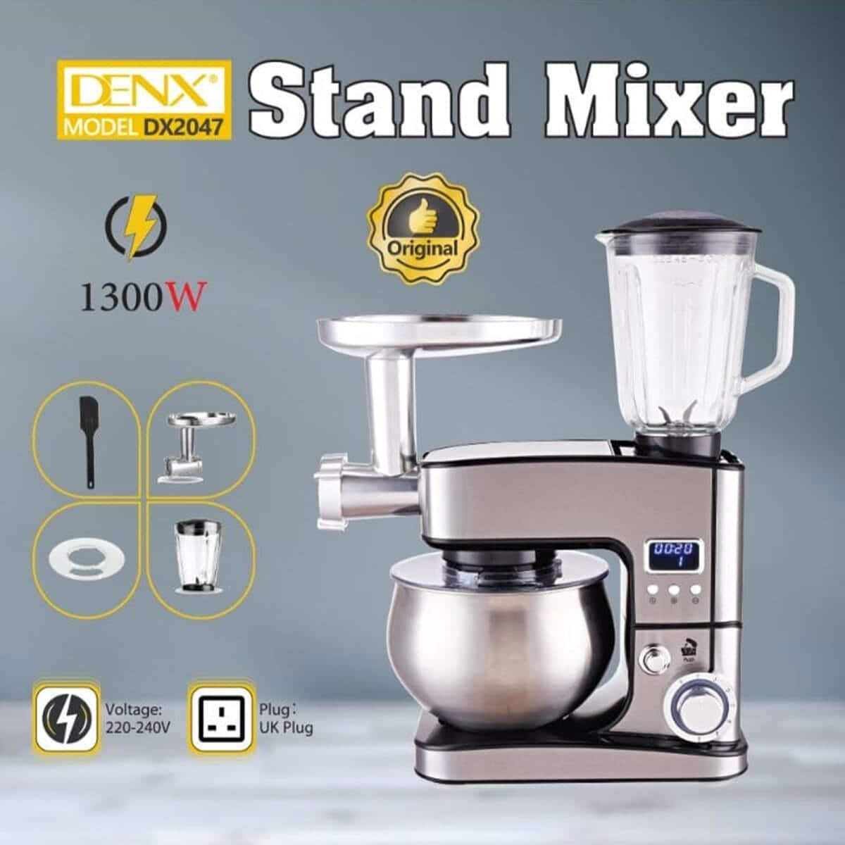 ⁦خلاط ومفرمة وعجان  3 في 1معدن Denx بضمان عامين⁩ - الصورة ⁦2⁩