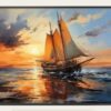 لوحة شراع الغروب أكريليك على كانفاس