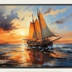 لوحة شراع الغروب أكريليك على كانفاس