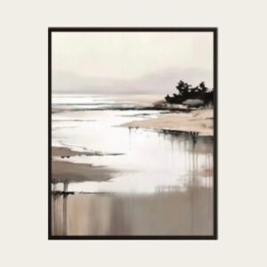 لوحة الغروب الهادئ | لوحة تجريدية انطباعية أكريليك على كانفس 80×20 سم