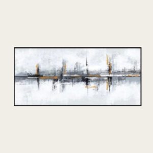 لوحة إيقاع المدينة | لوحة تجريدية حديثة أكريليك على كانفس 120×50 سم