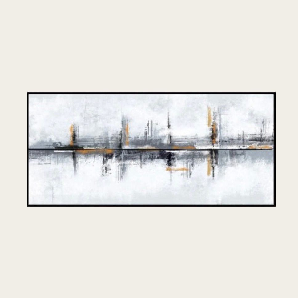 لوحة إيقاع المدينة | لوحة تجريدية حديثة أكريليك على كانفس 120×50 سم