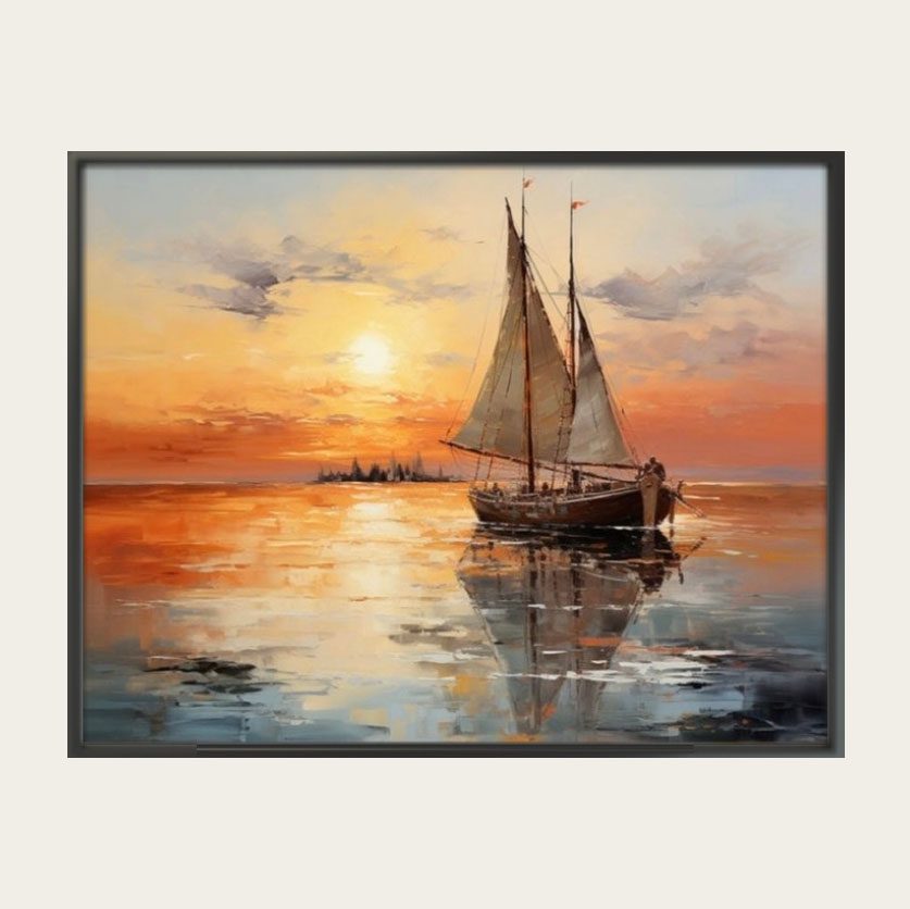 لوحة الشفق البحري أكريليك على كانفاس 100 × 70 سم