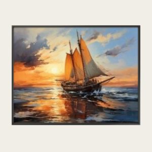 لوحة شراع الغروب أكريليك على كانفاس