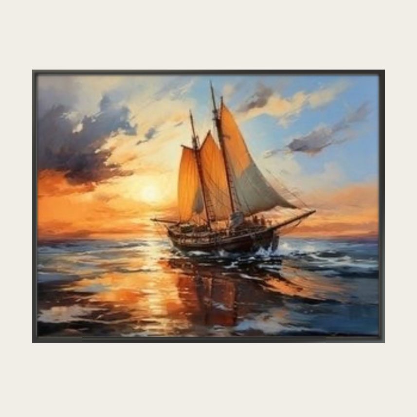 لوحة شراع الغروب أكريليك على كانفاس 100×70 سم