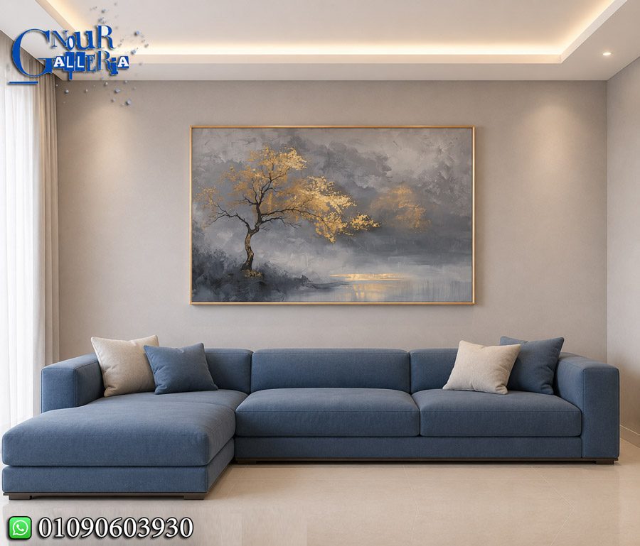 لوحة تجريدية غيوم أكريليك على كانفس 120×80 سم