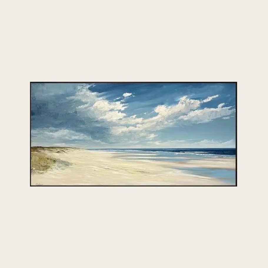 لوحة شاطئ البحر | لوحة تجريدية انطباعية أكريليك على كانفس 70×50 سم