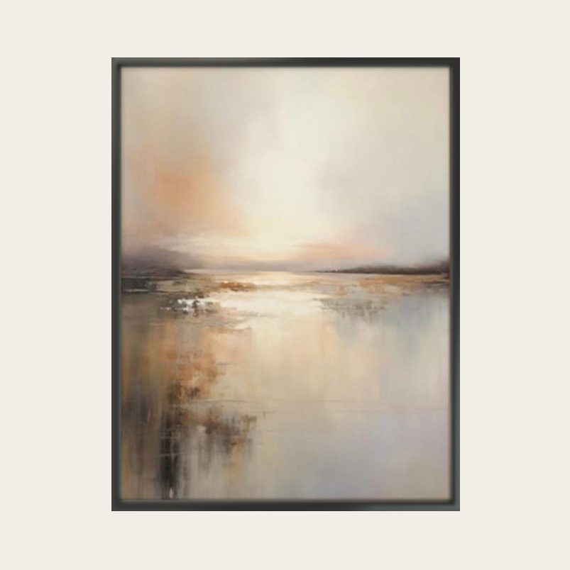 لوحة هدوء السهل | لوحة تجريدية انطباعية اكريليك على كانفس 80×80 سم