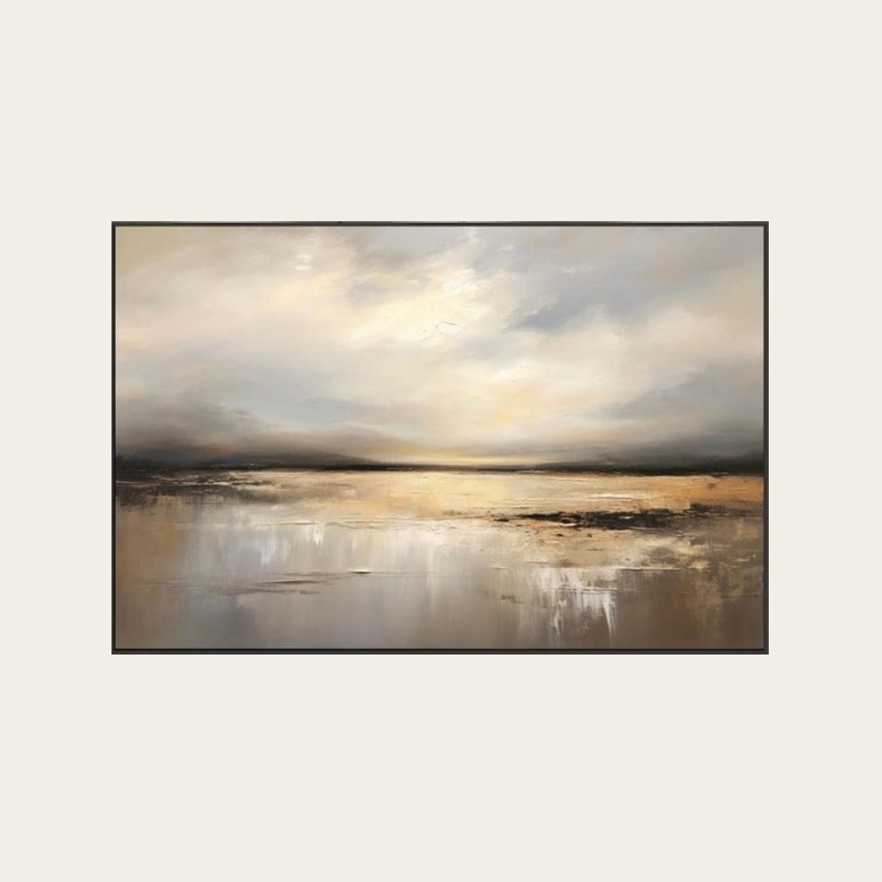 لوحة تأمل في الأفق | لوحة تجريدية انطباعية اكريليك علي كانفس 80×80 سم